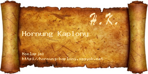 Hornung Kaplony névjegykártya